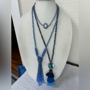 Three gorgeous purple and blue tone statement necklace